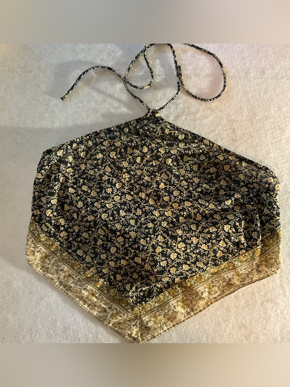 American Eagle Black & Gold Floral Halter Camisole size L